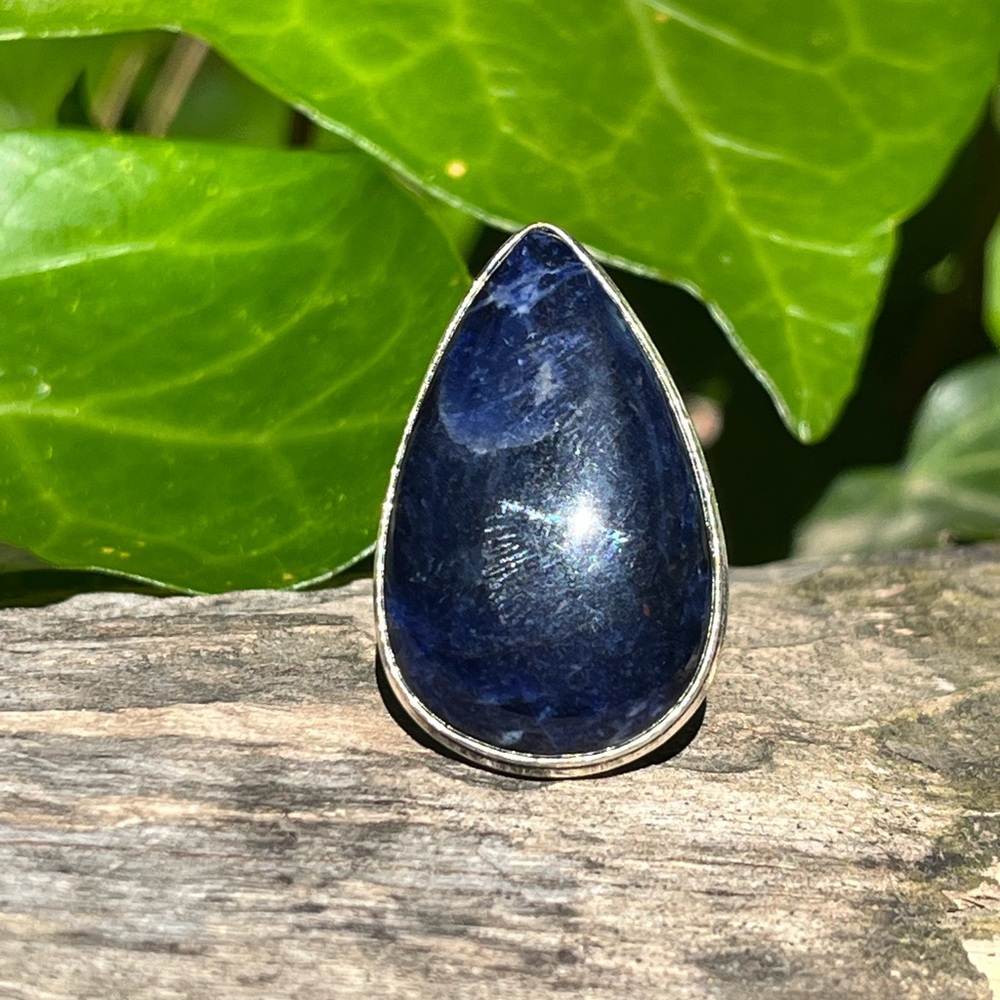 Size‎ 8.5 925 silver plated blue sodalite ring 2269